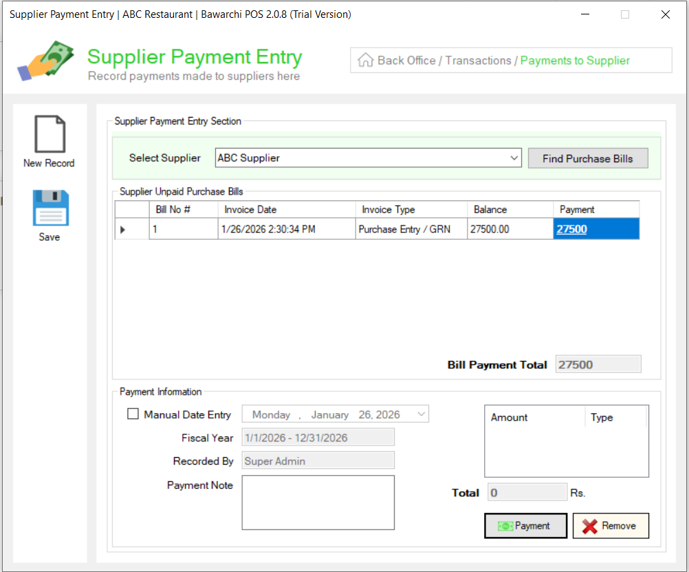 Supplier Payments